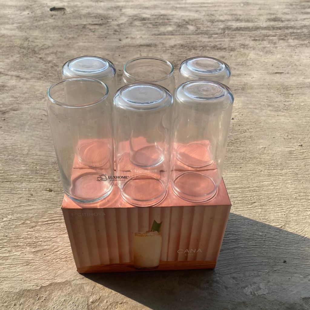 6 PCS Gelas Kaca Bening Estetic-Gelas Kaca Caffe Estetic-Gelas Kaca Estetic