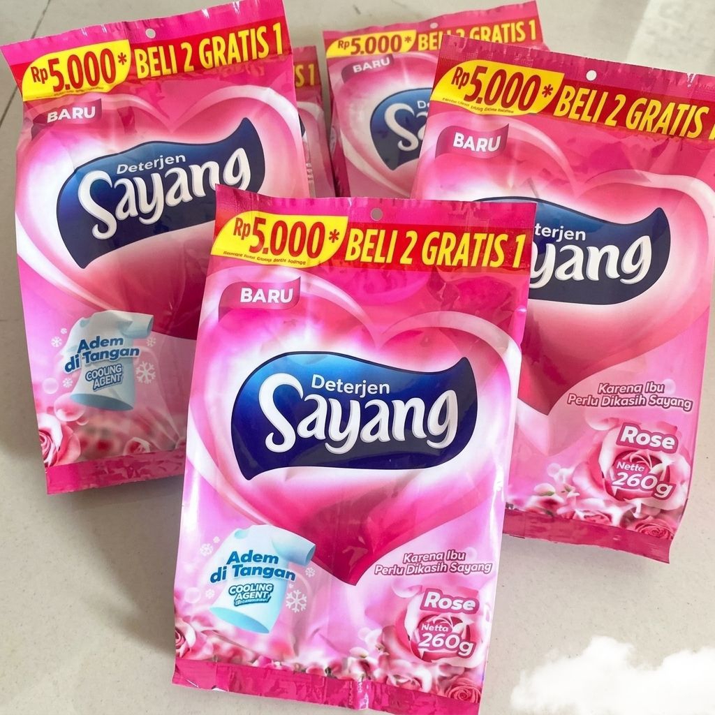 ​[1pcs] Deterjen Sayang Rose 260g Bubuk - Detergent Sayang  Adem di Tangan 260 gram Wangi Mawar Gros
