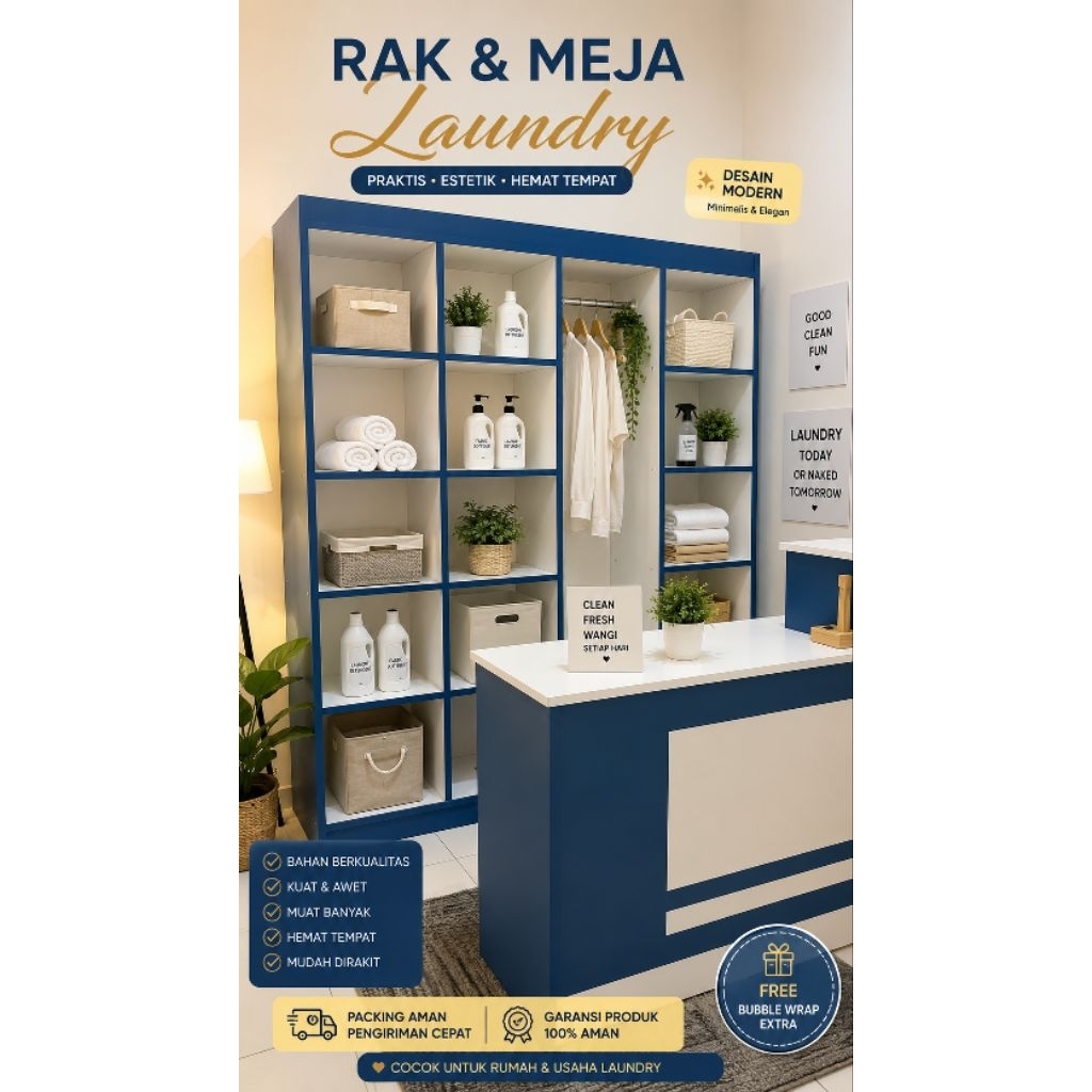 Satu Paket Meja Laundry Dan Rak Laundry
