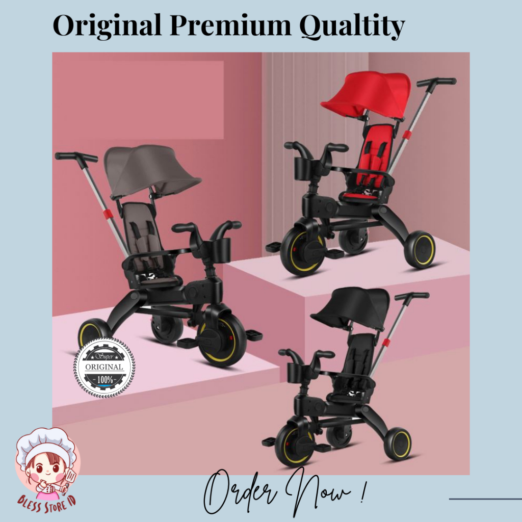 Produk Sepeda Anak Roda Tiga Bisa Dilipat / Stroller Sepeda Roda Tiga / Sepeda Anak