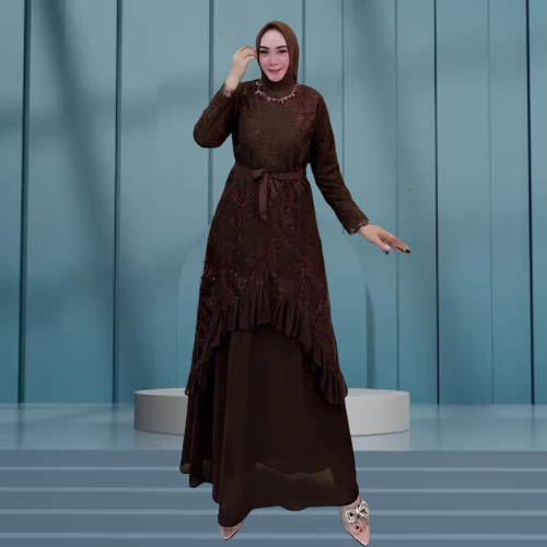 Gamis Brokat Dewasa Model Terbaru 2026 Gamis Kondangan Mewah Baju Dress Wanita Korea Style Kekinian