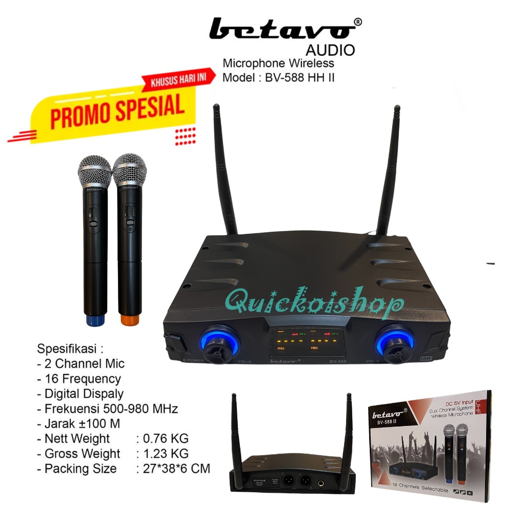 Microphone Wireless Betavo BV-588II HH Mikrofon Wireless BV-588 II Gagang
