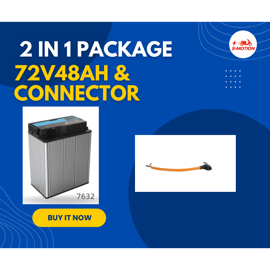 Package 2 in 1 — Baterai Lithium Phylion 72V 48Ah + Connector Motor Listrik Original