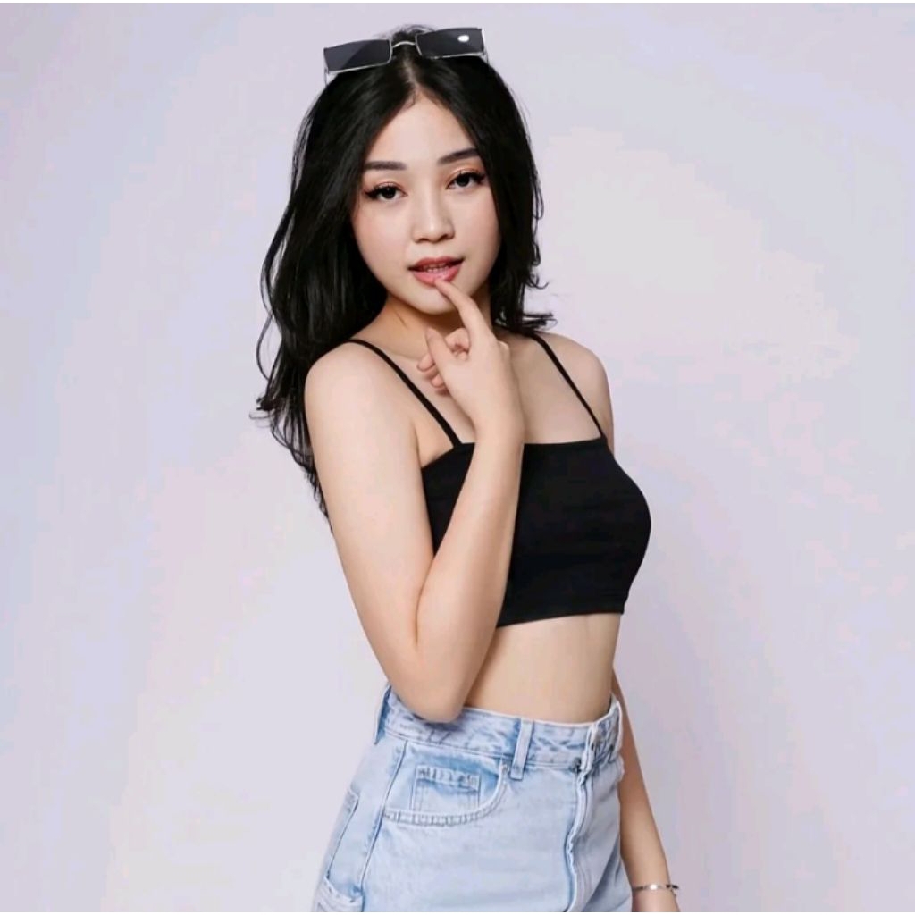 Tanktop Crop Singlet Polos Bra Kemben Dalaman Wanita Tali Spaghetti Big Size Elastis Korean Style