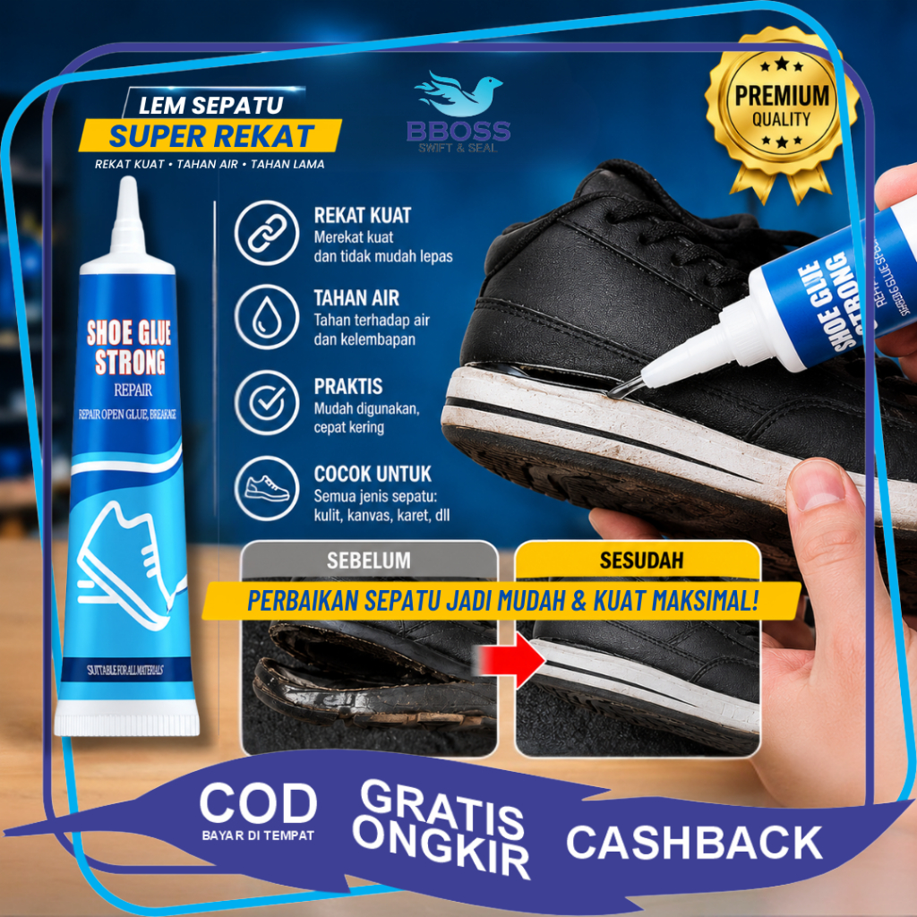 [BBOSS] JUE-FISH Lem Sepatu Super Kuat Perekat Sepatu - Shoe Glue Strong - Lem Serbaguna Super Rekat
