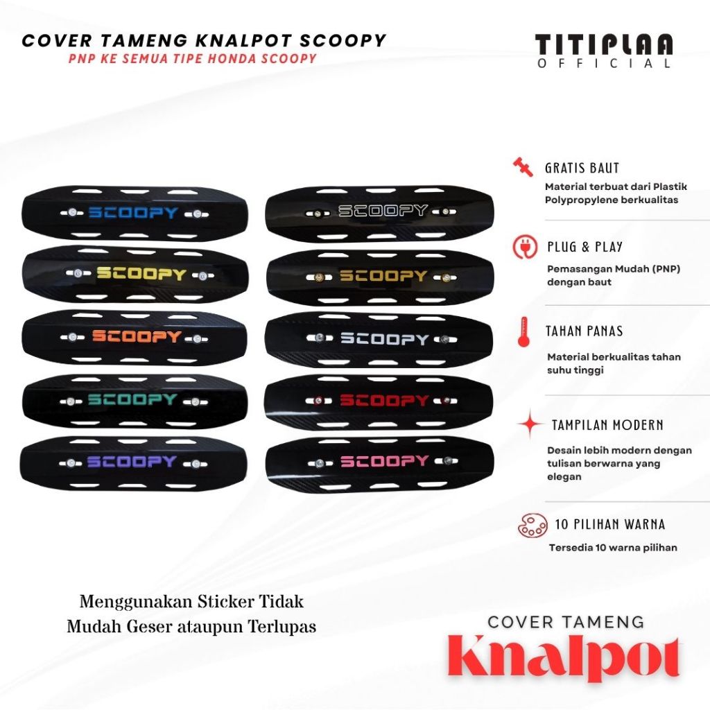 Cover Knalpot Tameng Scoopy Gratis Baut | Tutup Pelindung Knalpot Scoopy | Tameng Knalpot Scoopy All
