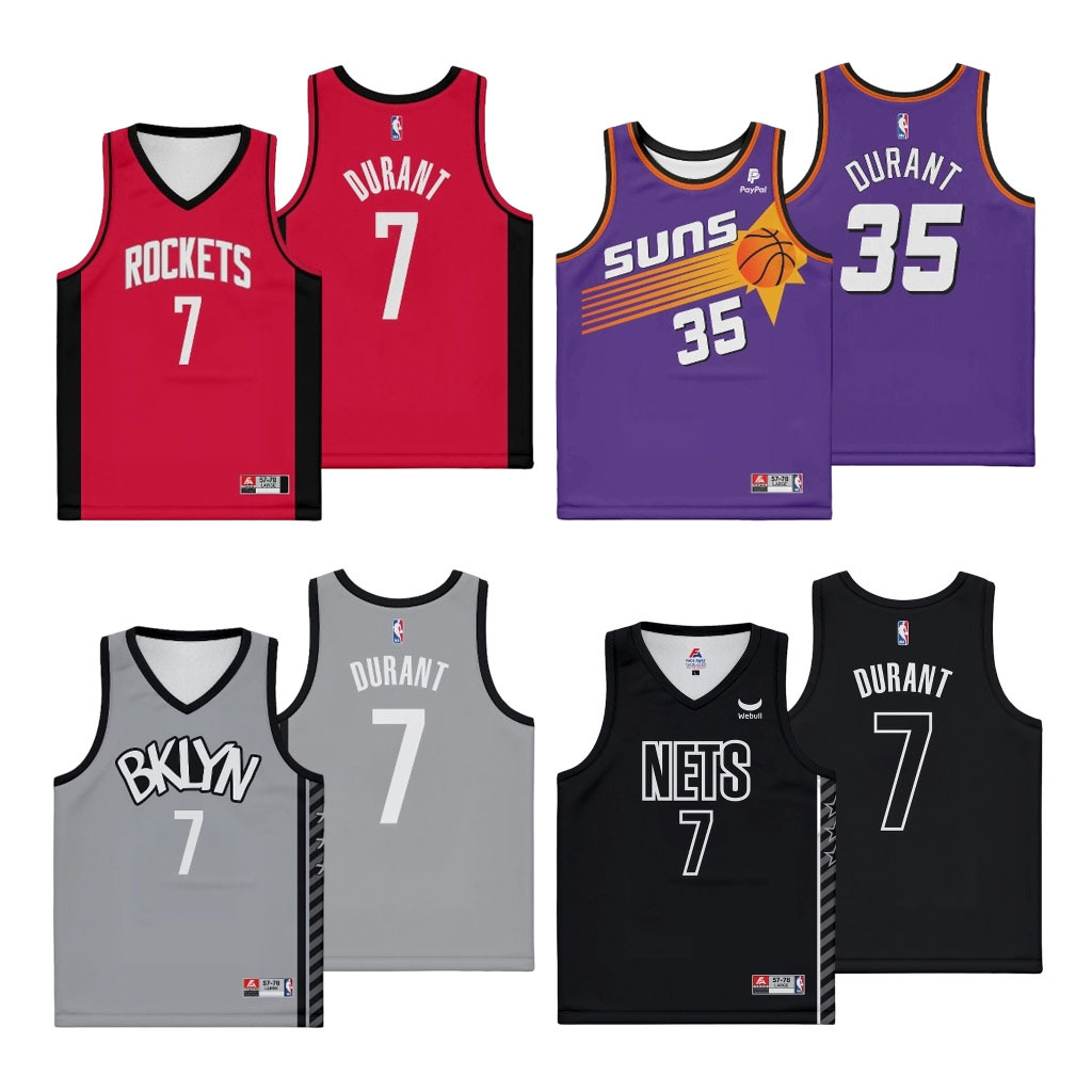 JERSEY BASKET DURANT #7 BROOKLYN NETS ROCKETS #35 SUNS