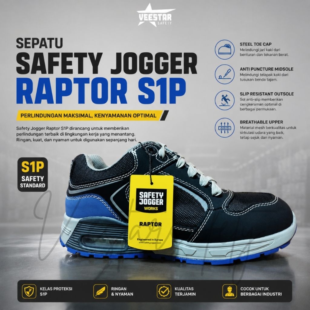 [ORIGINAL] Safety Jogger RAPTOR Metal Free - Ringan & Anti Tusuk