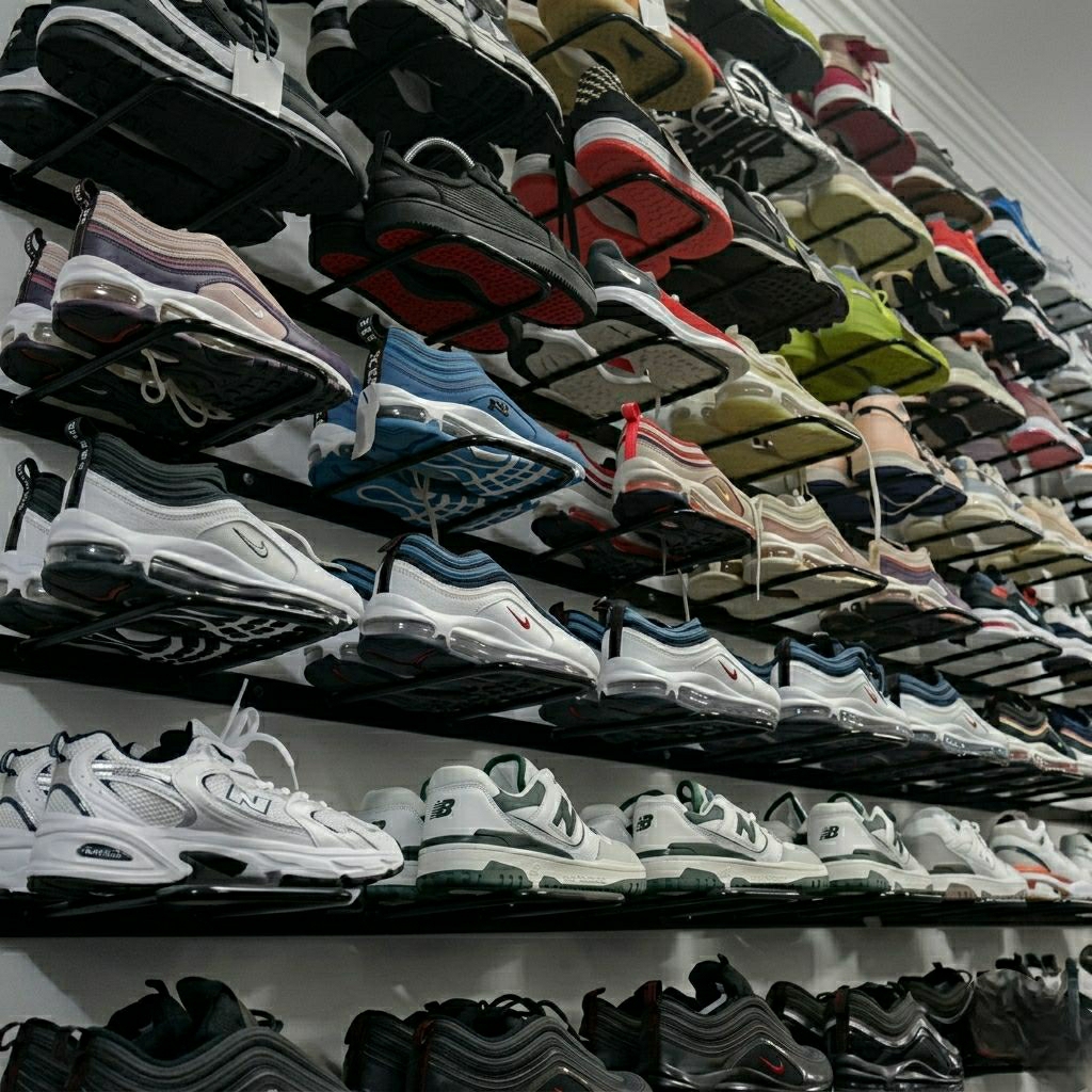 Rak sepatu minimalis besi - kuat & stylish untuk display sepatu favoritmu