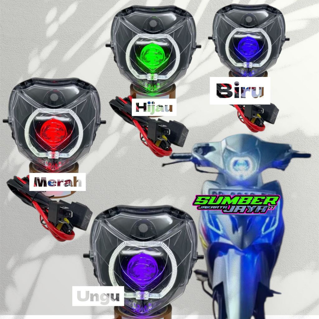 Reflektor Lampu Depan Biled Honda Revo 110 Old /lama 2007-2009 biled Uk 4,5in Lengkap Tinggal Pasang