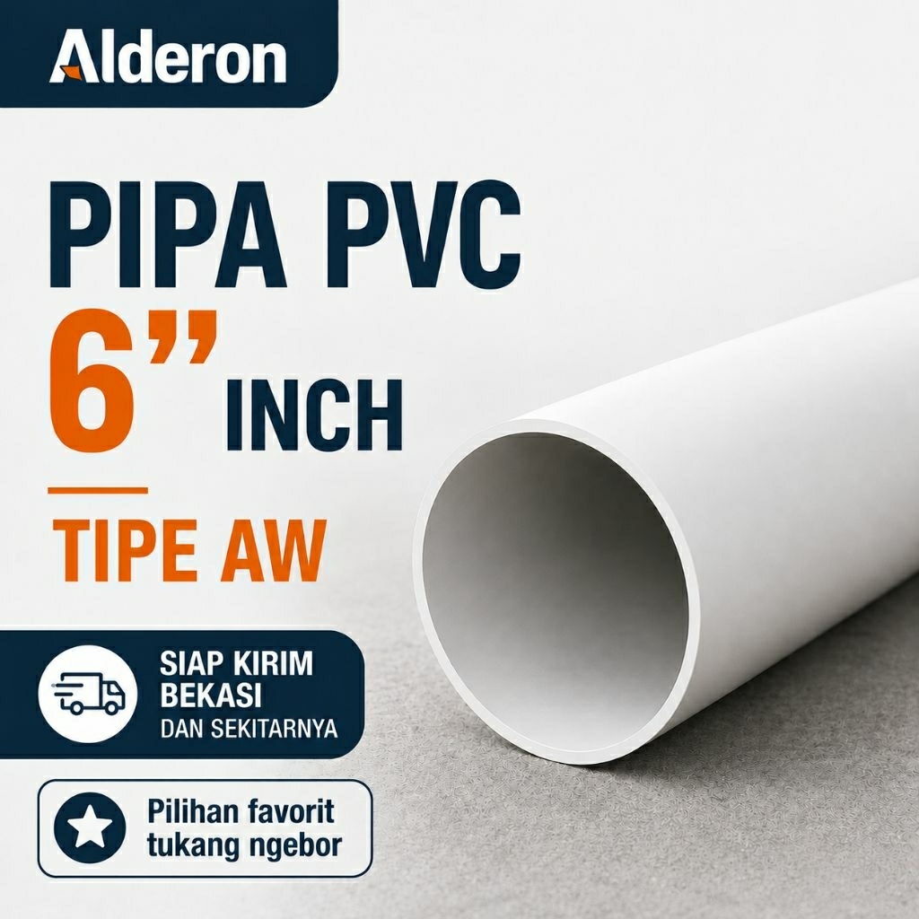 Pipa pvc pralon 6"inch | Tebal Berkualitas Tinggi Merk Alderon | 4 meter