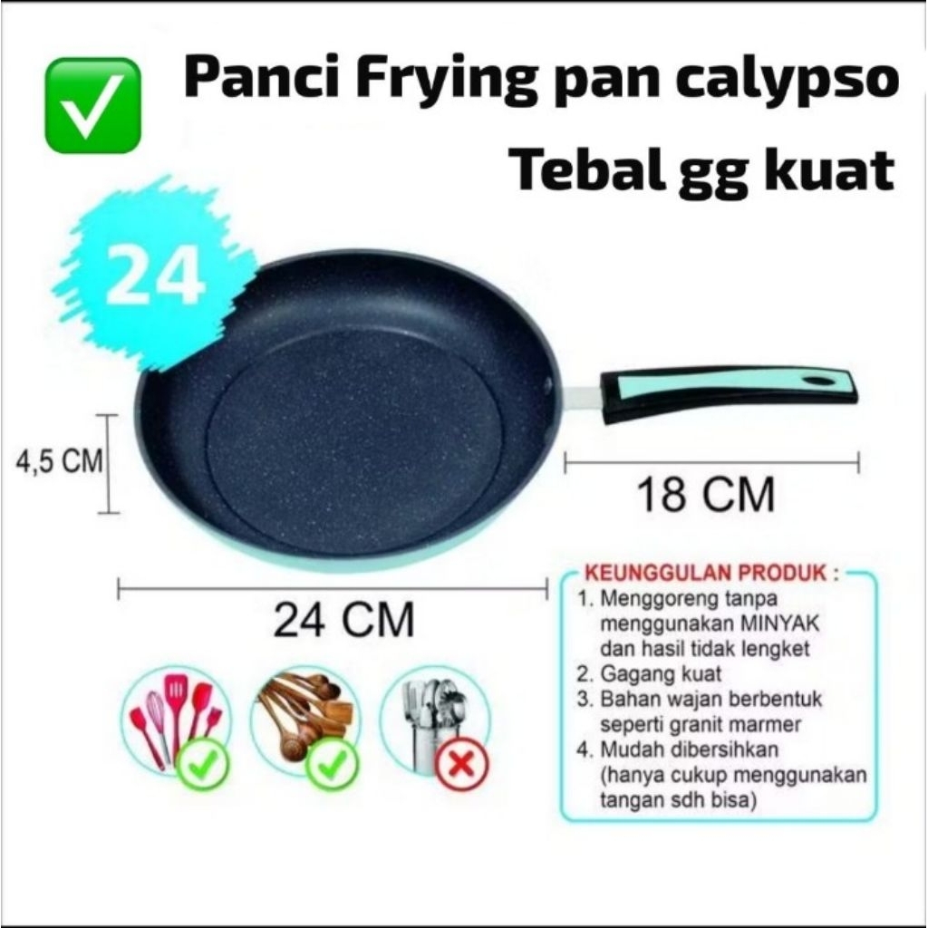 WAJAN PENGGORENGAN ANTI LENGKET CALYPSO 24CM TEFLON CALYPSO