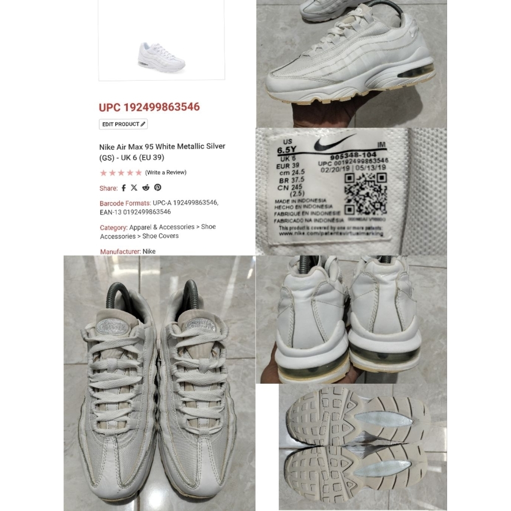 Sepatu Preloved Second Original Nike Airmax AM 95 Size 39