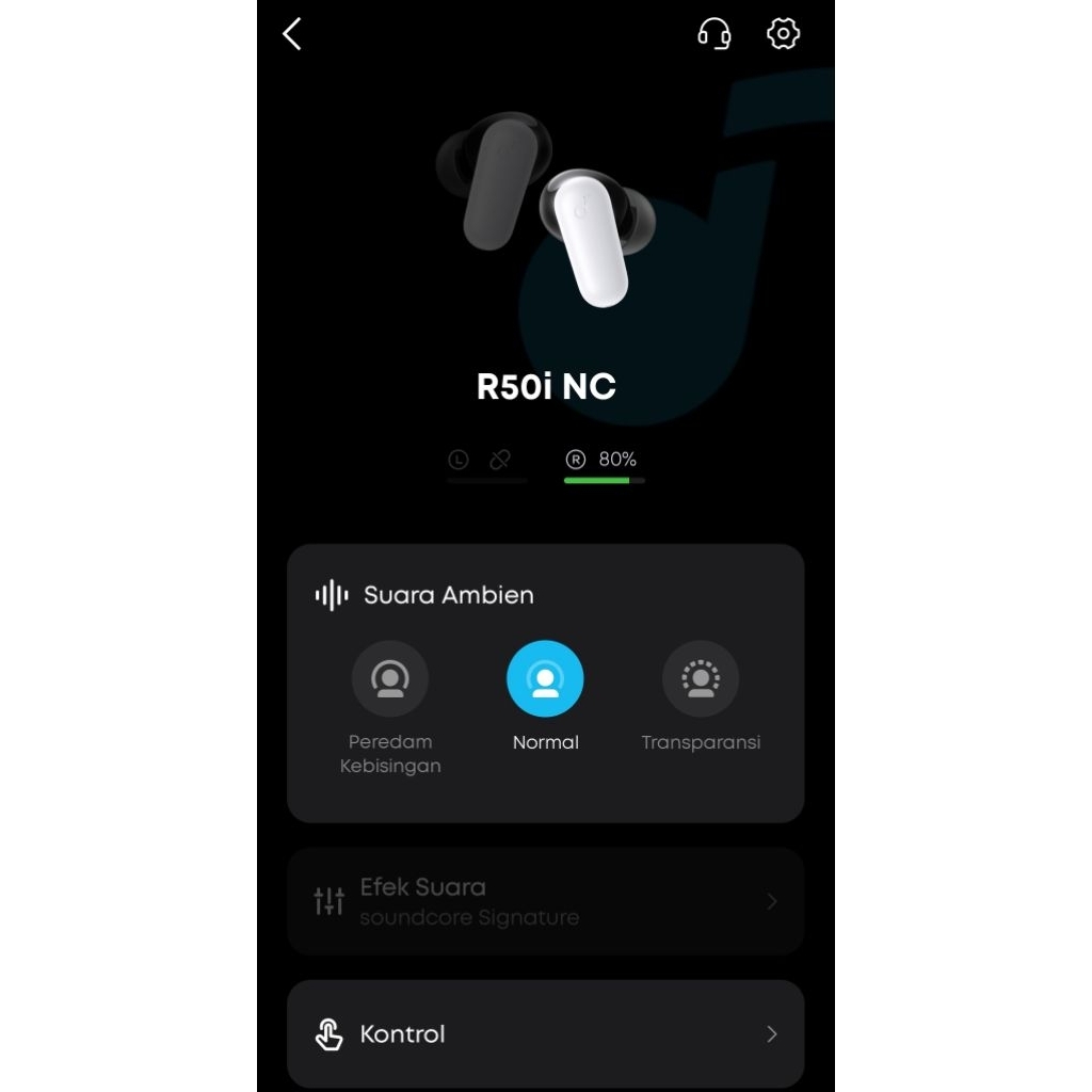 Earbuds soundcore R50i Nc (Putih) Kanan firmware 01.44