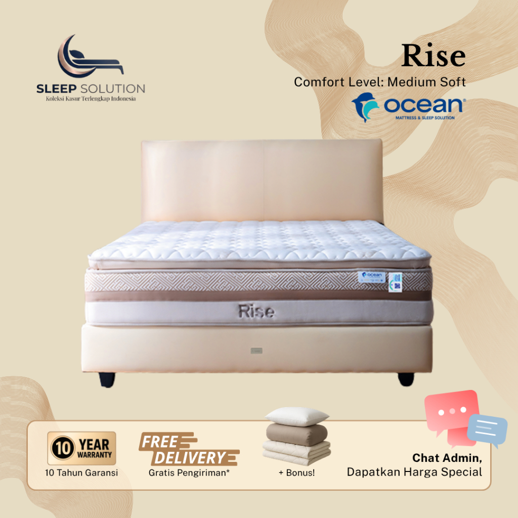 OCEAN RISE I Kasur Spring Bed | Matras Premium | 100x200, 120x200, 160x200, 180x200, 200x200