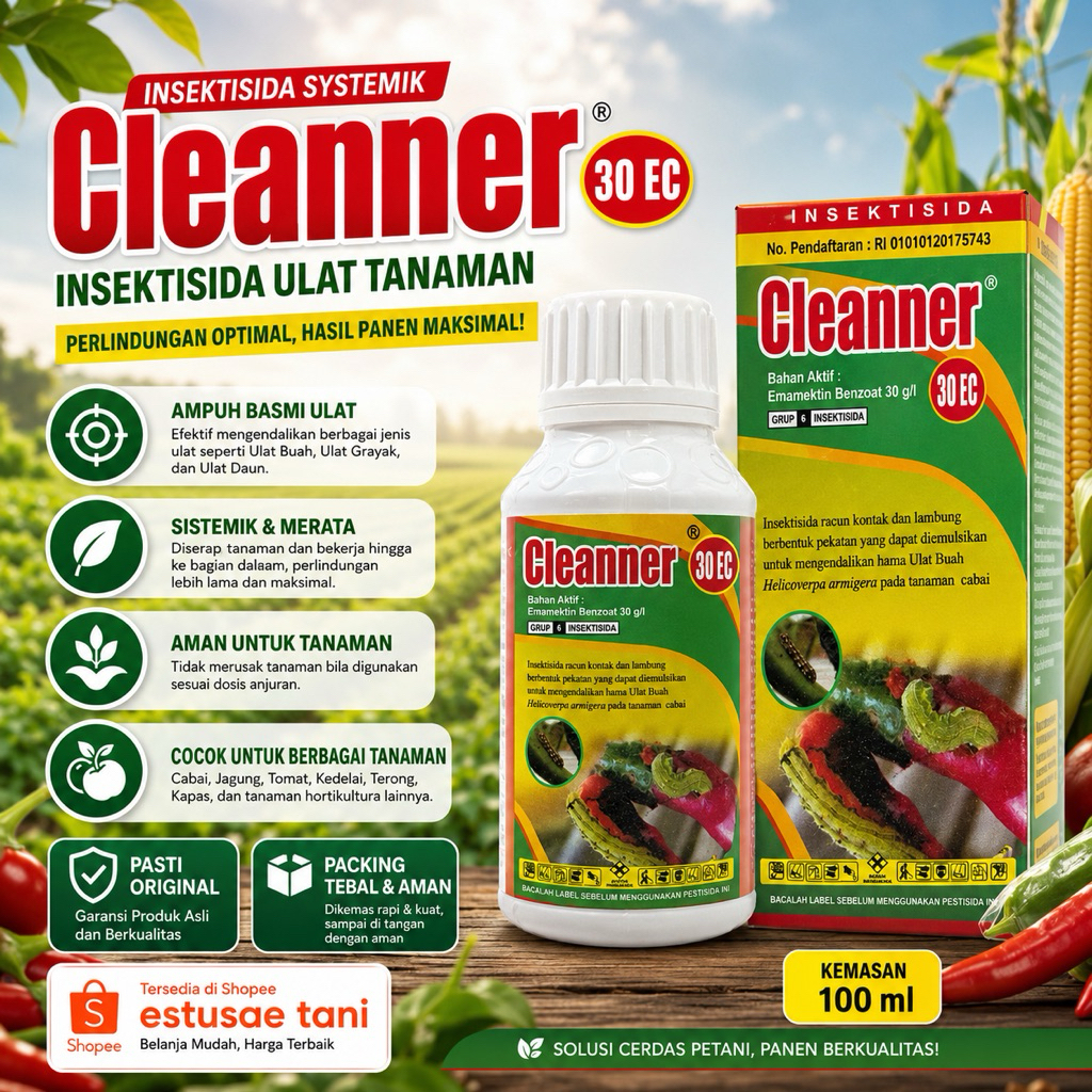 Insektisida Cleanner 30 EC | Insektisida Ulat Tanaman | Obat Ulat Cabai dan Jagung | 100 ml