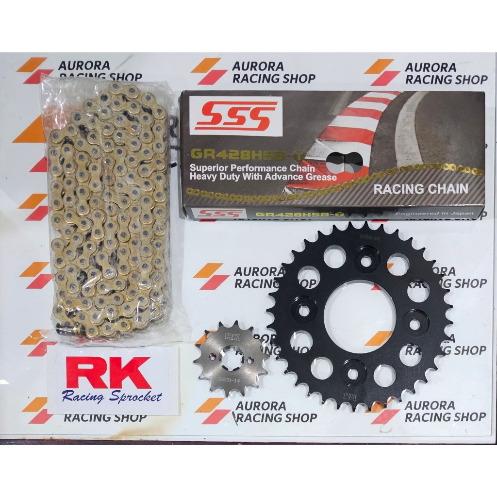 GEAR SET RK 428 BLACK 428 SUPRA X 125 - SUPRA X 125 HELM IN - BLADE - REVO - SUPRA FIT NEW - KHARISM
