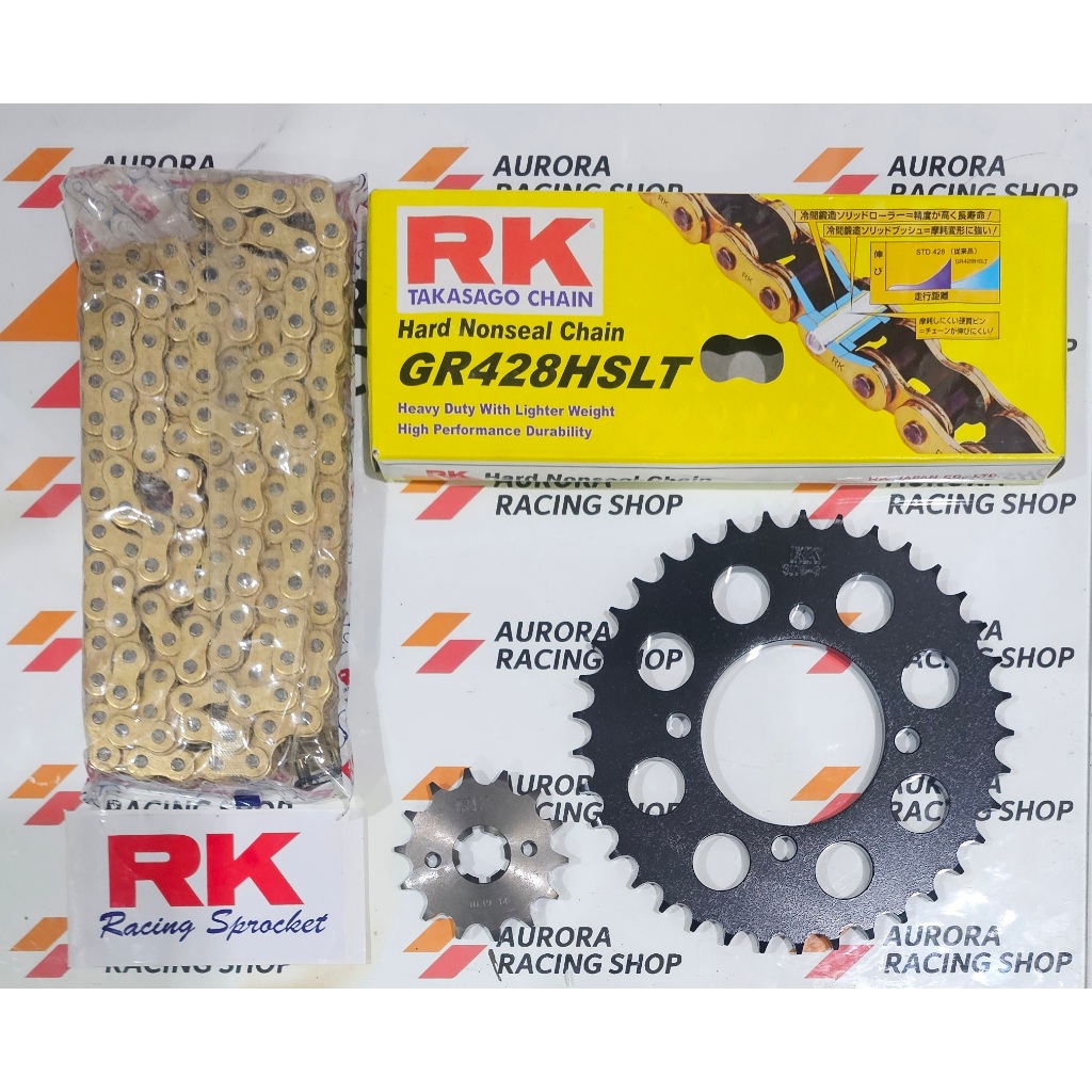 GEAR SET RK 428 BLACK JUPITER Z / RX KING / JUPITER MX 135 / VEGA R / F1ZR / RXZ / 125Z  & RANTAI RK