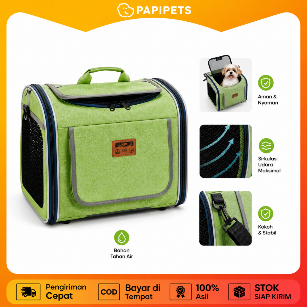PAPIPETS Tas Ransel Hewan Peliharaan Kucing Anjing - Pet Carrier Portabel Outdoor Sepeda Motor