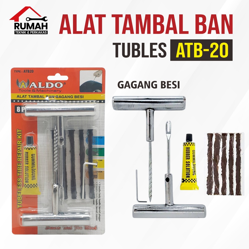 ALAT TAMBAL BAN TUBLES ATB-20 ALDO / alat tambal ban gagang besi / alat tembak ban motor mobil prakt