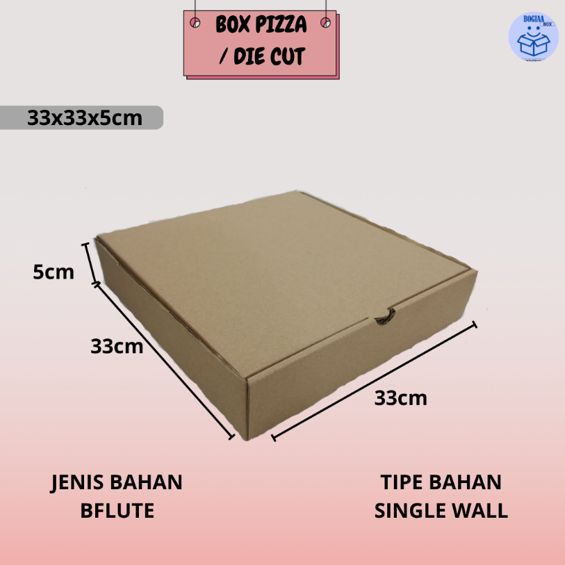Kardus Pizza Uk.33x33x5 cm / Die Cut / Box Pizza / Kardus Pizza Polos