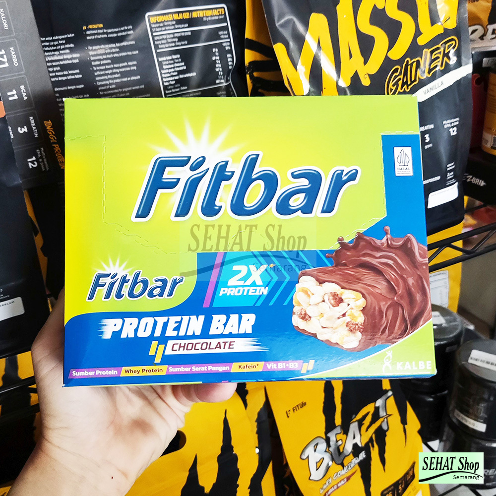 FITBAR Protein Bar Fit Bar Protein Chocolate 1 box isi 12 x 25 gram DOUBLE PROTEIN