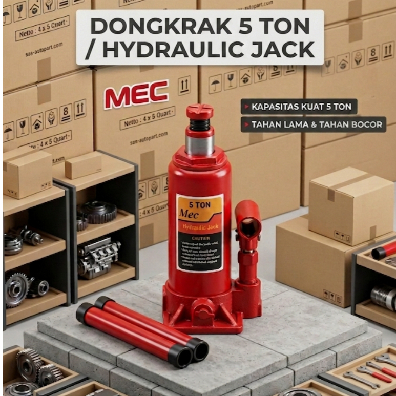 MEC-Dongkrak 5 Ton / Dongkrak Botol 5 Ton / Hydraulic Jack 5 Ton