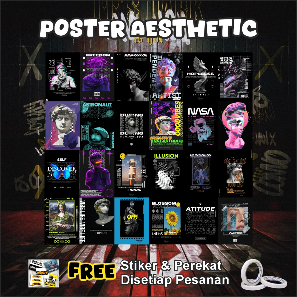 Poster Dinding Aesthetic Isi 48/24 Poster | Poster Dinding Aesthetic | Poster Dinding | Poster Kamar