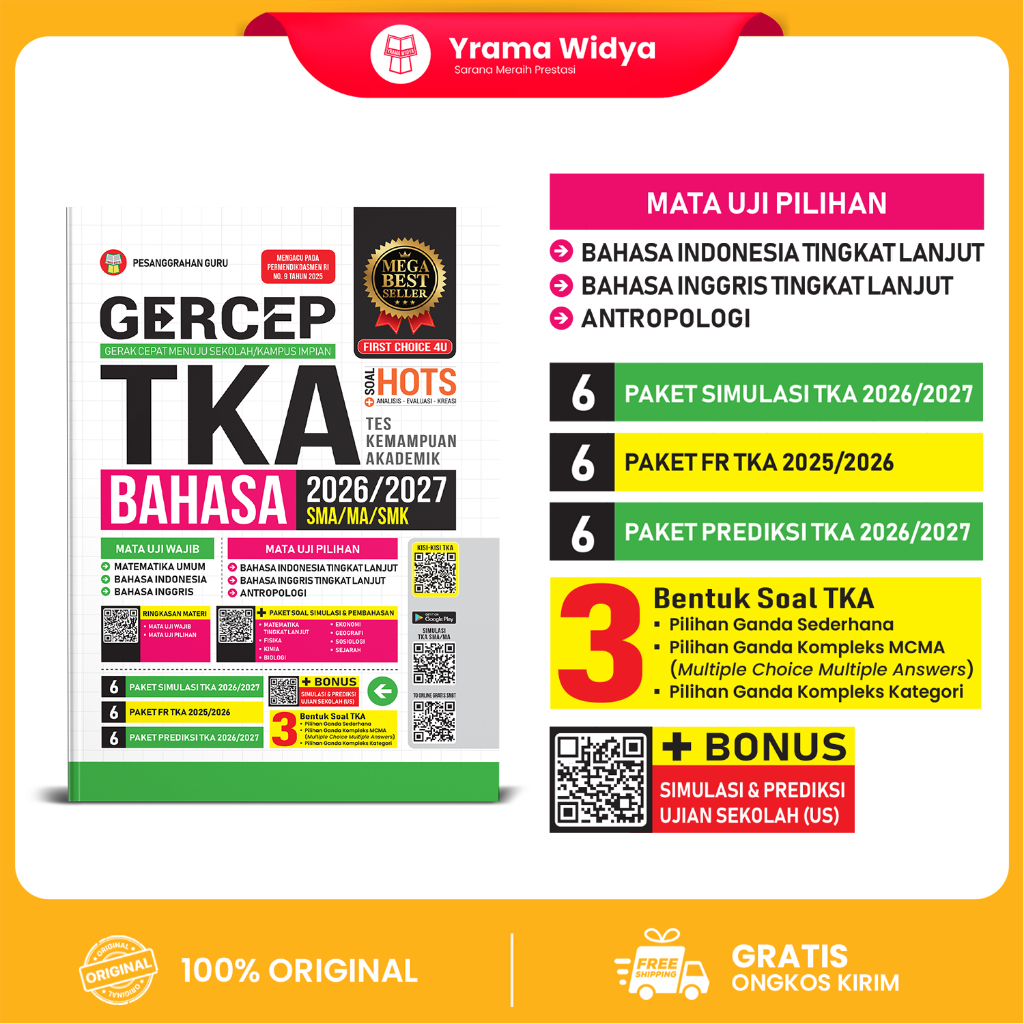 Yrama  Widya - Buku Gercep TKA Bahasa SMA/MA 2026/2027 | Bahasa Indonesia-Inggris Tingkat Lanjut