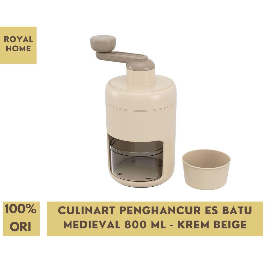Culinart Penghancur Es Batu Medieval 800 Ml Krem Beige Alat Serut Es Batu Putar Manual Ice Crusher P