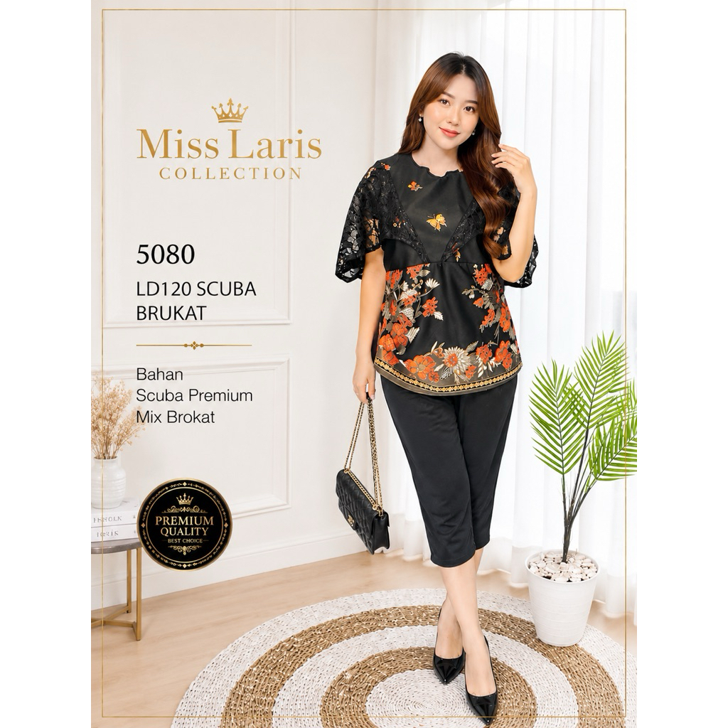 Setelan Scuba Wanita mix brokat Bahan Premium Tebal
