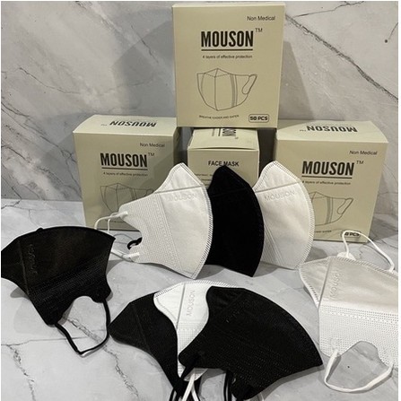 Duckbill Alkindo Mouson Masker Duckbill Alkindo Mouson Garis isi 50 pcs Disposable Mask Hitam Putih 