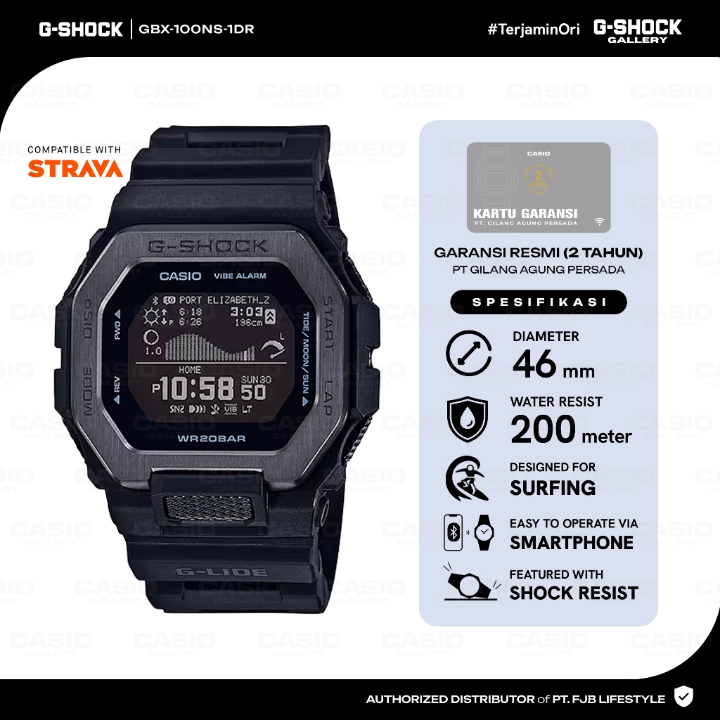 G-Shock Jam Tangan Pria Original GBX-100NS-1DR Digital black
