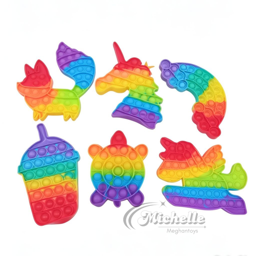 Mainan Anak Pop It Karet Mainan Pereda Stress Pop It Silikon Rainbow Mainan Anak