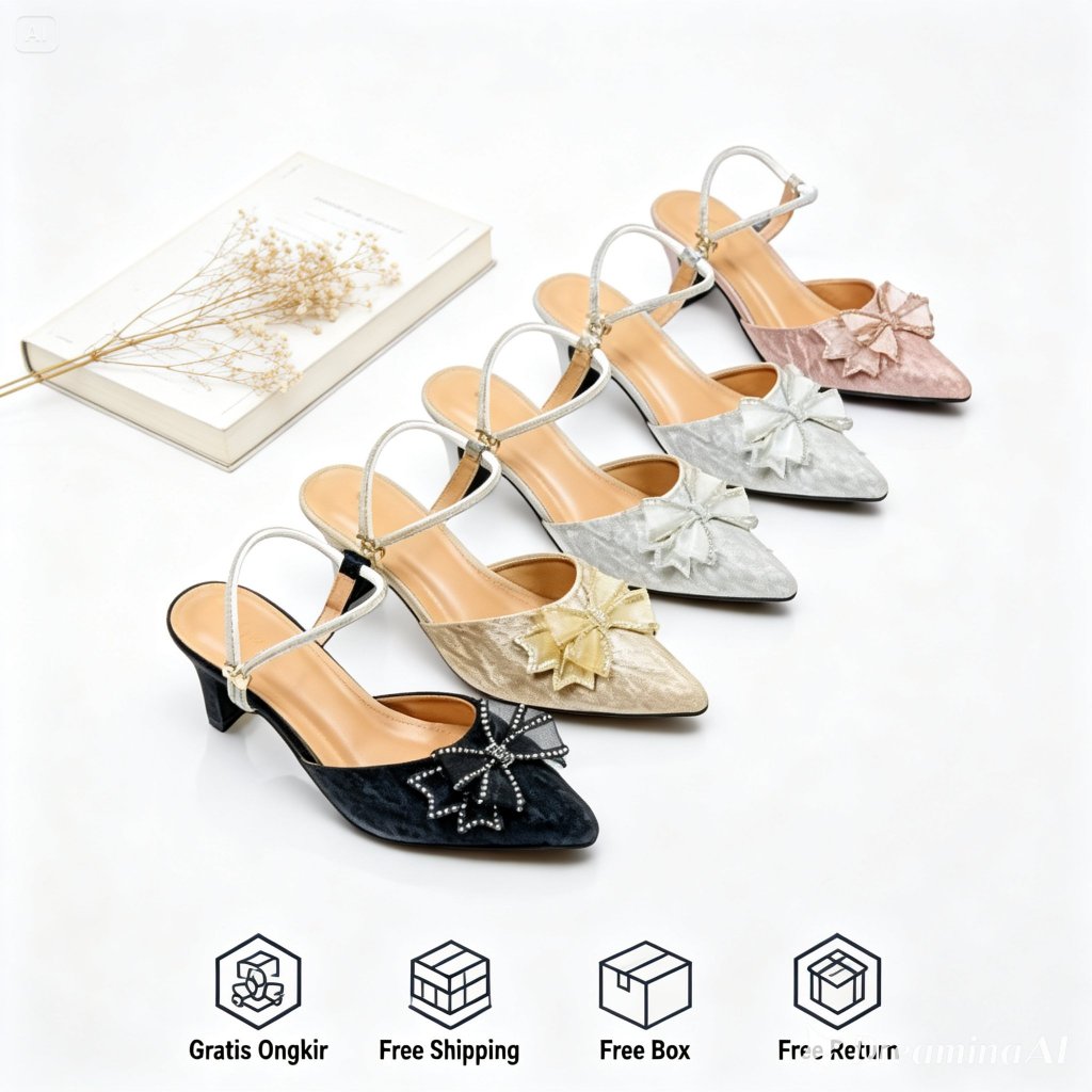 Lorenza - Humaira sepatu pesta wanita 5cm sepatu mules wanita  5cm