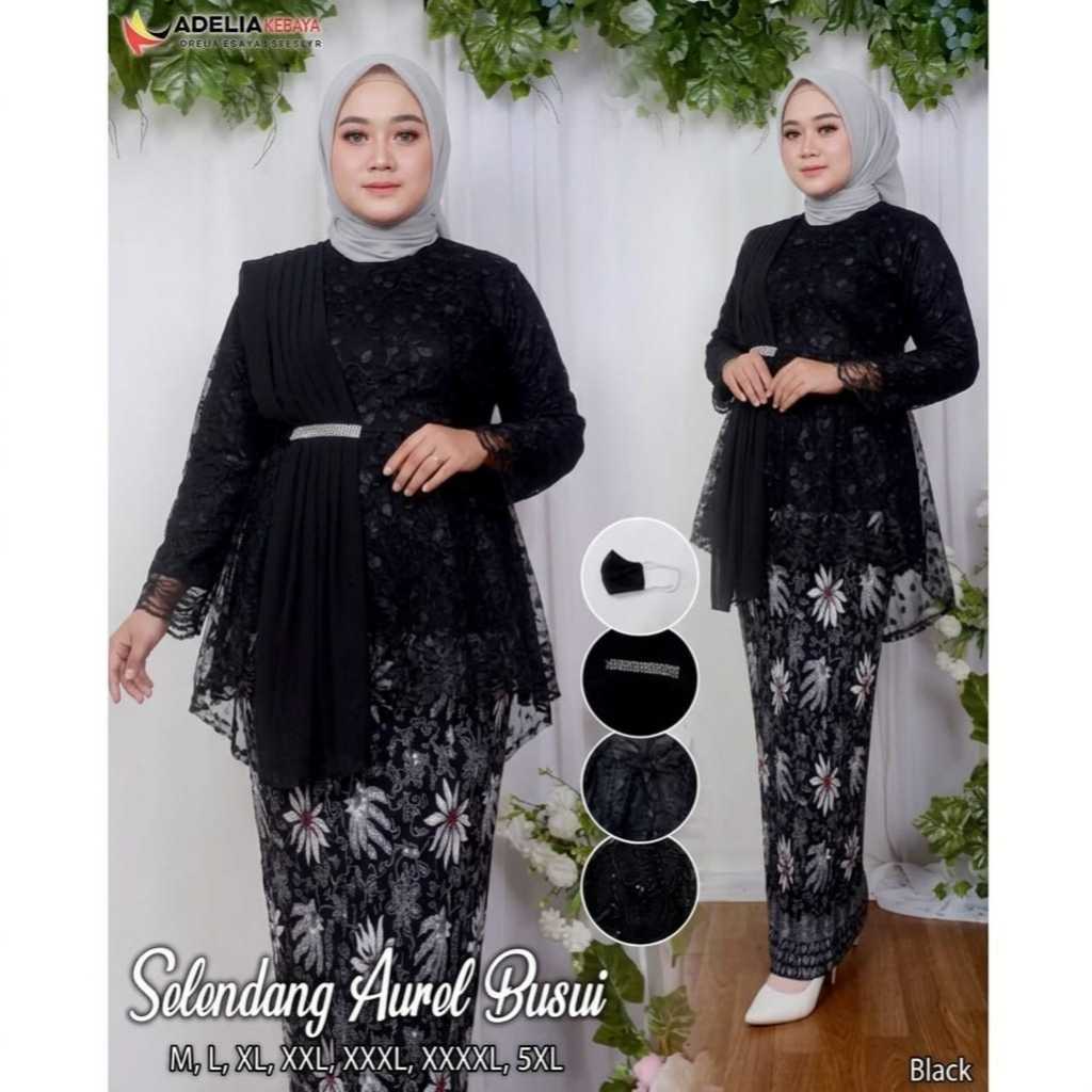 NYL_Mode Stelan Kebaya Brukat Mutiara Tile Selendang / Kebaya JUMBO Wisuda Modern / Atasan Kebaya Pe