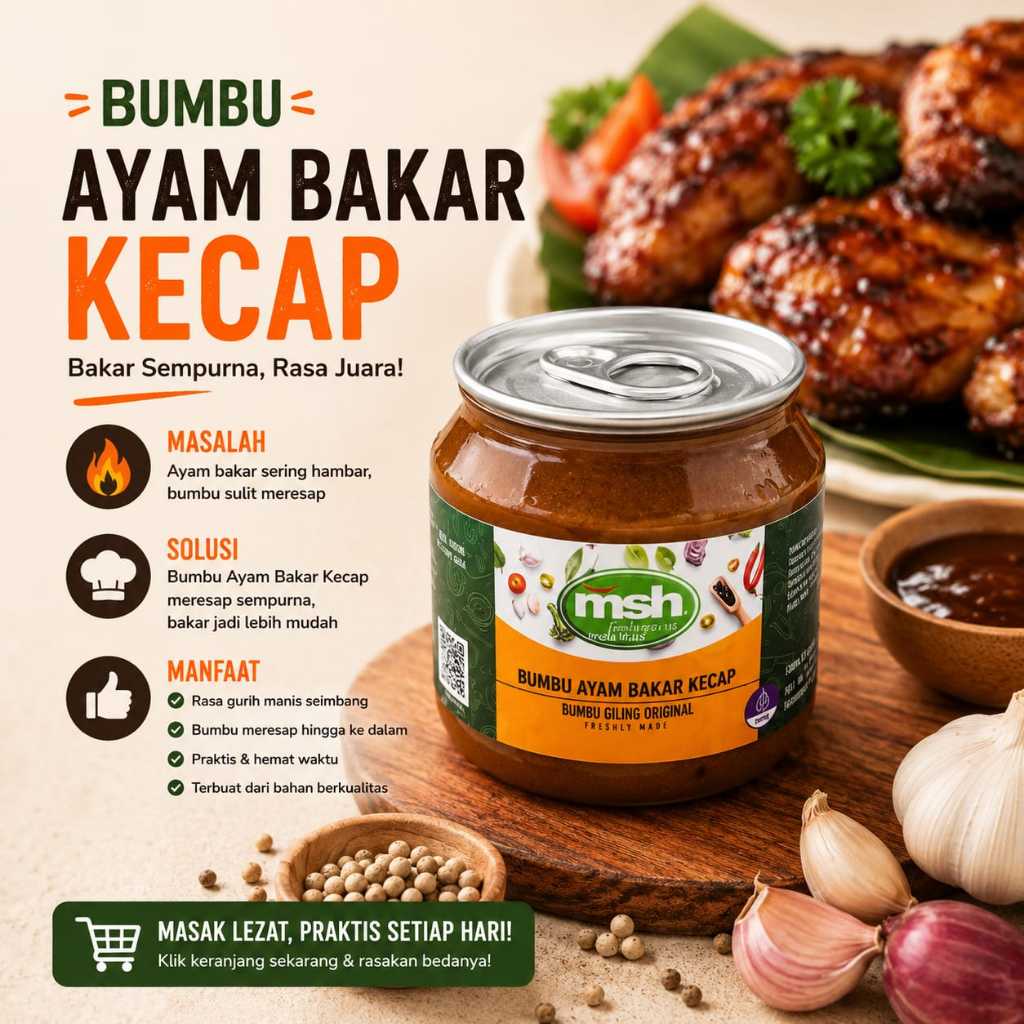 Mak Jum - MSH Bumbu Ayam Bakar Kecap 190 gr , Bumbu Ayam Bakar Siap Oles , Bumbu Ayam Bakar Tanpa