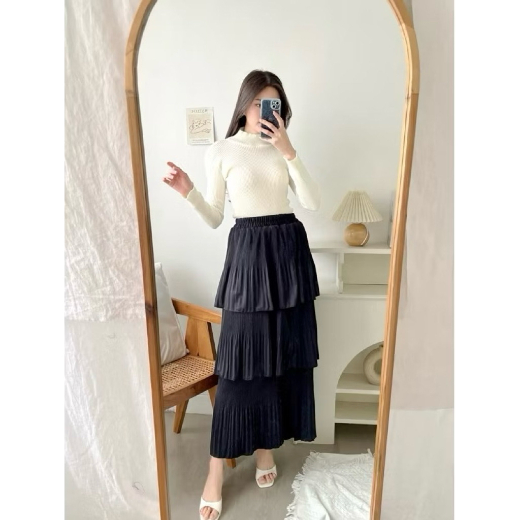 Rok Ruffle Plisket / Rok Plisket Premium Ruffle / Rok Susun