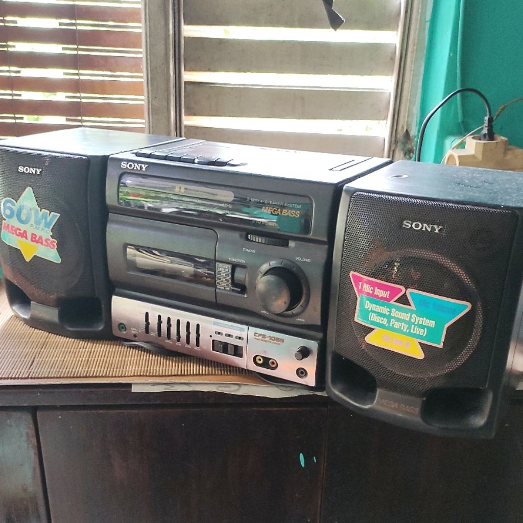 Radio Kaset Tape Compo Jadul Retro 90an SONY CFM 1058 Mega Bass 60W Normal