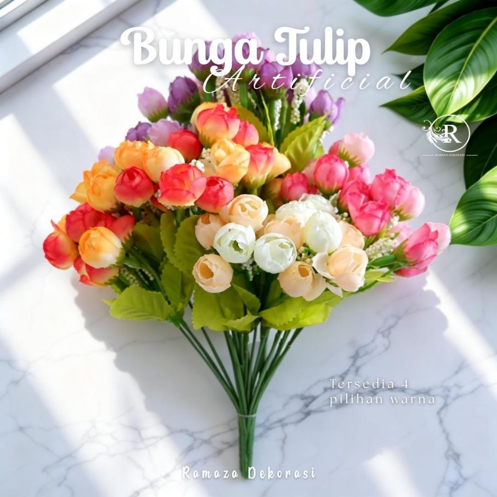 BUNGA TULIP KUNCUP ARTIFICIAL/ DEKORASI/ BUNGA DEKORASI LAMARAN/ BUNGA PLASTIK