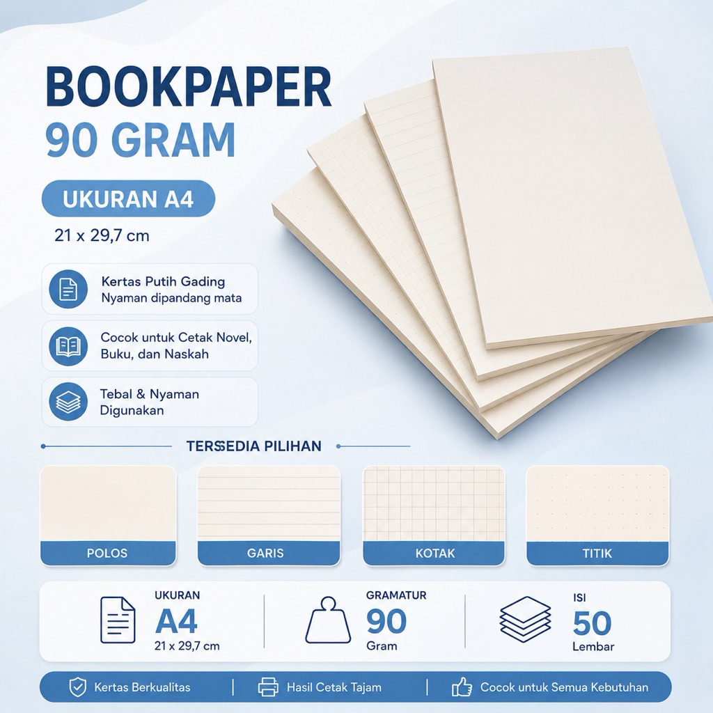 Kertas UKURAN A4 - Bookpaper 90 gsm