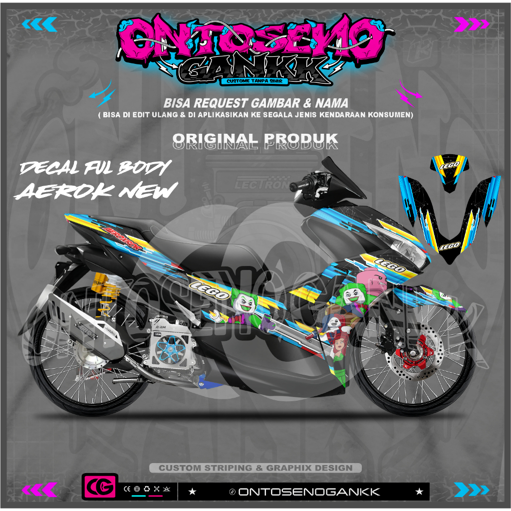 STICKER DECAL FULL BODY HALUS NEW AEROX / AEROX OLD CONNECTED 155 MOTIF LEGO - BAHAN MAXDECAL PREMIU