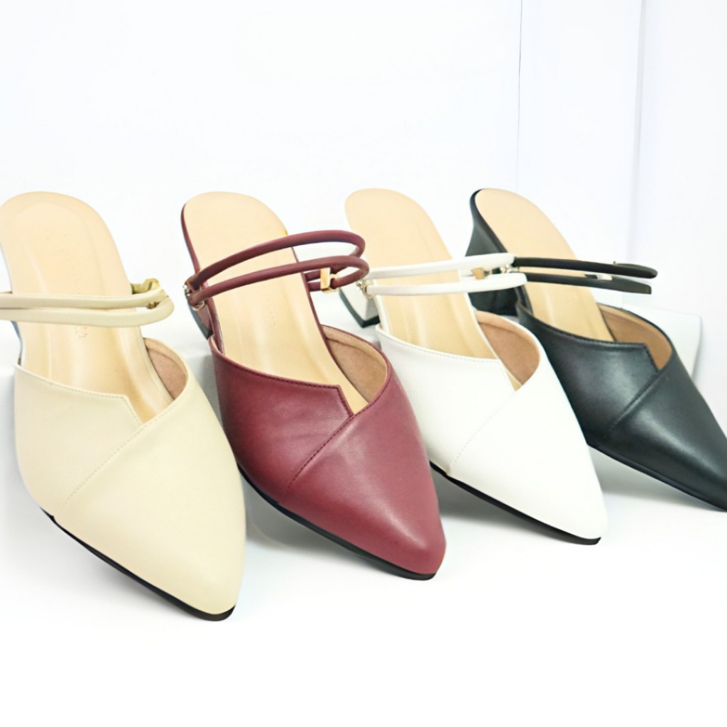 Sandal Mules Wanita Hak 5 cm Havana Jumbo