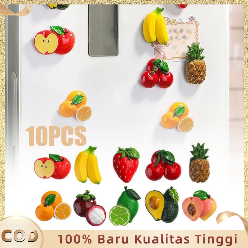 10pcs Magnet 3D Buah Magnet Simulasi Buah Tempelan Kulkas Magnet Buah-Buahan Magnet Hiasan Kulkas Ma