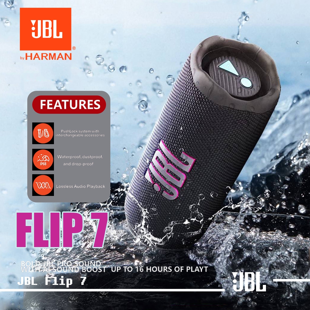 JBL Flip 7 Speaker Bluetooth Portable Original 100% – IP68 Tahan Air Debu, AI Sound Boost, Baterai 1