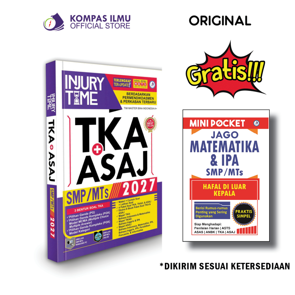 Buku Ujian Sekolah TKA (UN) + ASAJ (US) SMP Kelas 9 Terbaru | Injury Time US SMP MTs 2027