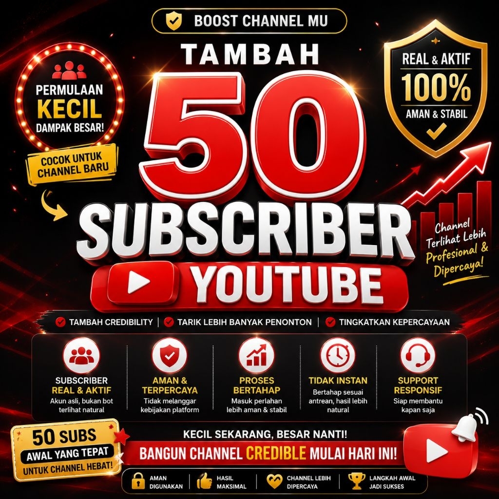 Subscriber YouTube 50+ Real Aktif | Awal Bagus Untuk Channel Baru