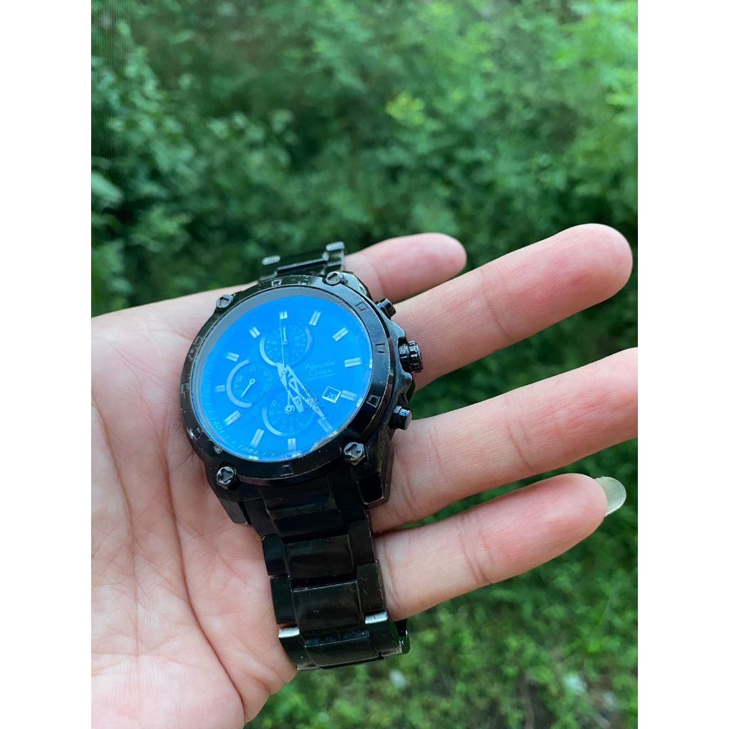 Jam Tangan Pria Alexandre Christie / AC 6223 MC Original Chronograph Rantai Krepyak Hitam Cowok