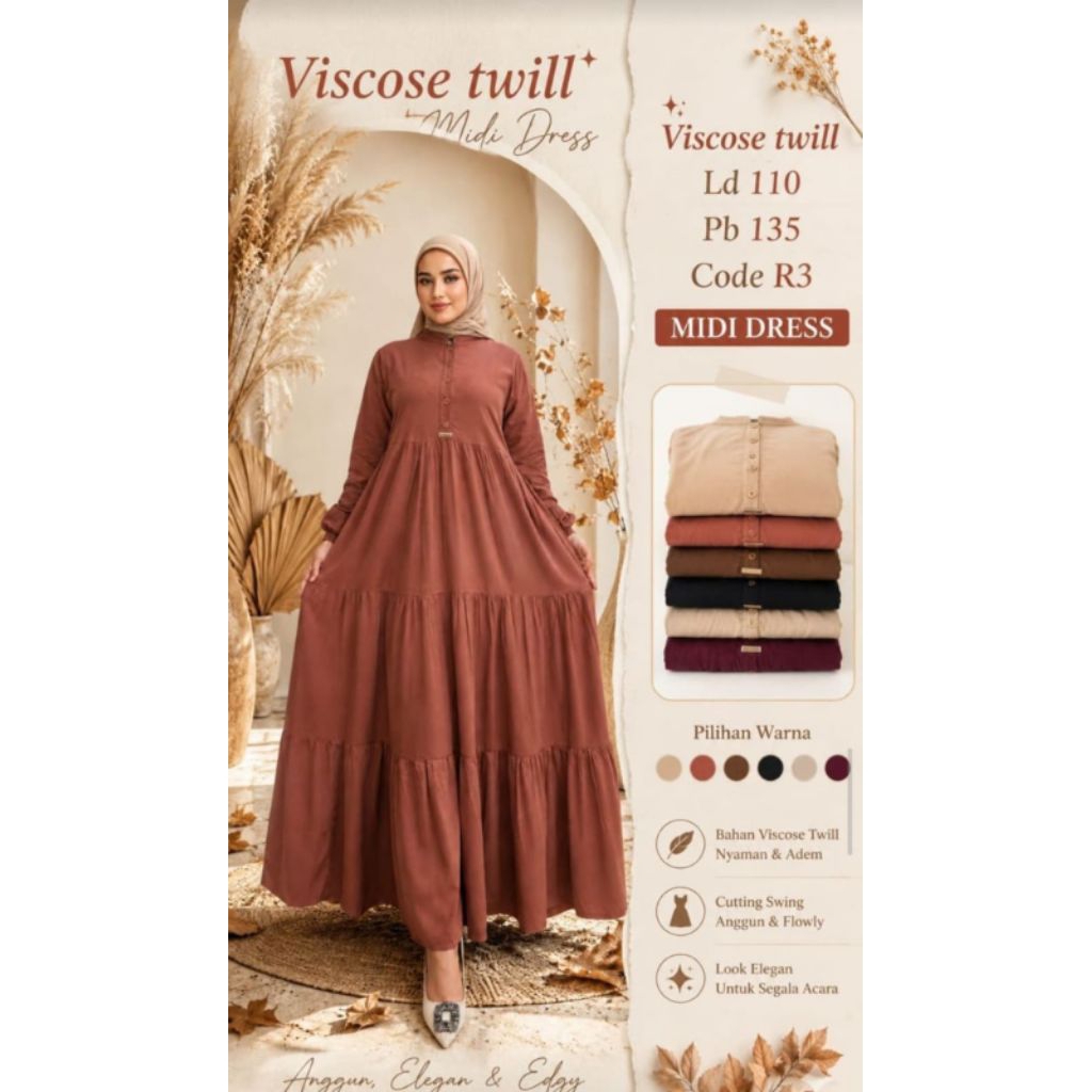 ZURA DRESS/ZURA MIDI/MIDI DRESS RAYON TWILL