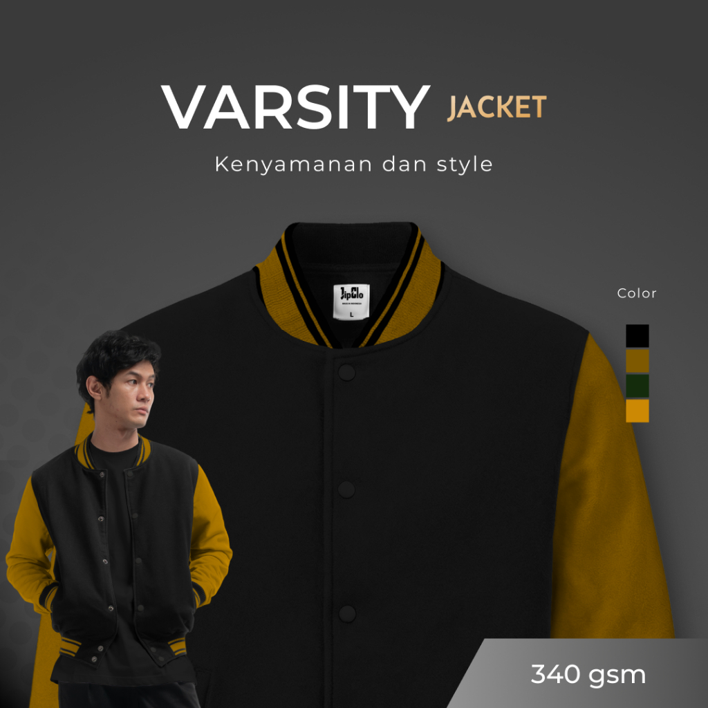 JipClo Jaket Varsity Baseball Unisex Pria Wanita All Colours